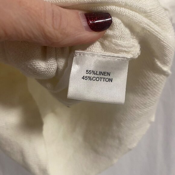 PURE Collection Off White Linen Cotton Blend Dolman Sleeve Cardigan US Size 2 - Picture 4 of 7
